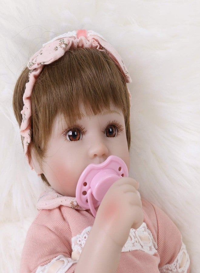 ENADOLL Reborn Baby Doll Realistic Silicone Vinyl Cute Headband Baby 16 inch Weighted Soft Body Lifelike Doll Gift Set for Ages 3+(Cute Headband) - Image 4